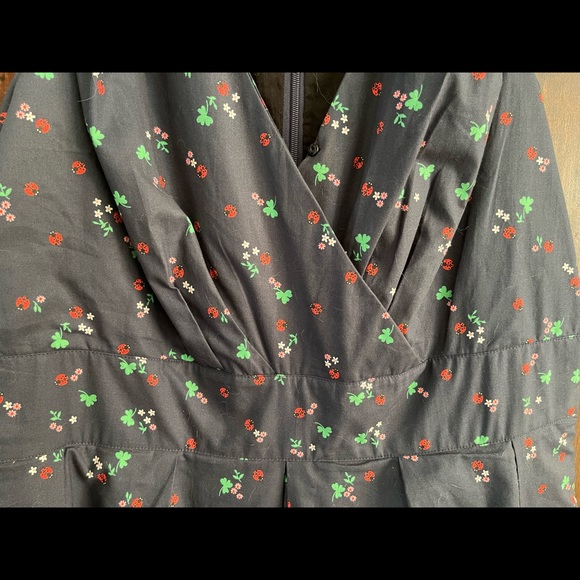 eShakti Fit and Flare ladybug dress L 14 - Picture 4 of 6